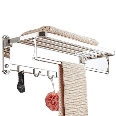 China Fashion EVA Stainless Steel With Folding Coat Hook Bathroom Accessories Wall Mounted Polished Towel Rack for sale