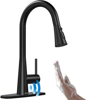 China Modern EVA Avoid Touching Kitchen Faucet Motion Sensor Activated Hands-Free Pull-Down Sprayer Smart Single Handle Stainless Steel for sale