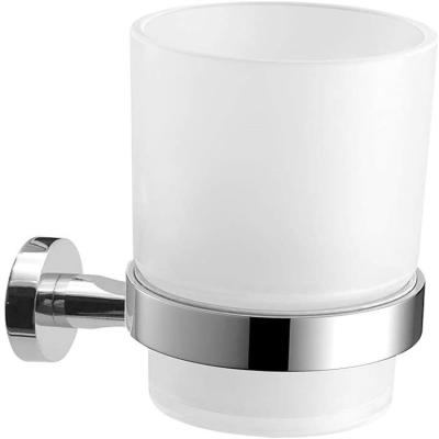 China Modern Contemporary Wall Mounted EVA Stainless Steel Toothbrush Holder Frosted Glass Silver for sale