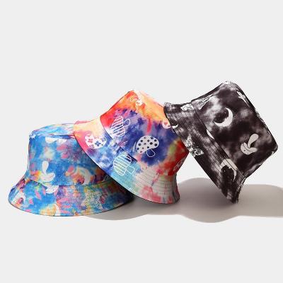 China 2021 Ins Fashion Stylish Mushroom Printed Checked Bucket Hat, Tie Dye Bucket Hat Printed Moon For Adult Bucket Hats for sale