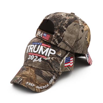 China COMMON 2024 US Presidential Trump Tactical Hat With 3D Embroidery Camouflage Trump Baseball Cap for sale