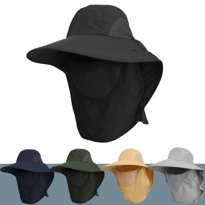 China 2021 Summer Of Amazon Best Seller Mesh Bucket Hat With Protective Face Mask Sunshade Bucket Hat Nylon UV With Strap for sale