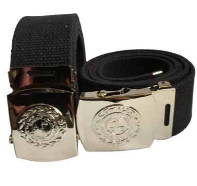 China Goods Customized 4.7cm Navy Blue Color Cotton Belt Canvas Fabric Belt With Iron Logo Buckle For Ethiopia for sale