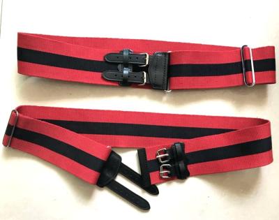 China Hot selling durable red and black 75mm stable webbing belt with high quality cowhide leather for sale