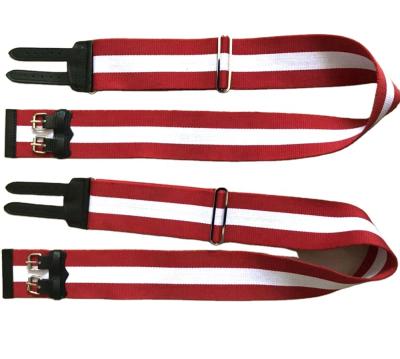 China Stable belt white 7.5cm red high quality durable red color webbing with real leather and iron buckles for sale