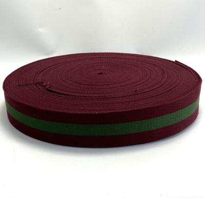 China OEM&ODM 64MM Durable Chinese Fabric Factory Woven Fabric Red Green Webbing Wide Red Green Webbing for sale