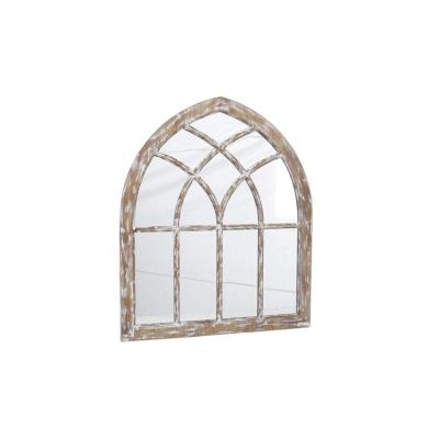 China Vintage Rustic Farmhouse Mantel Wood Arched Mirror for sale