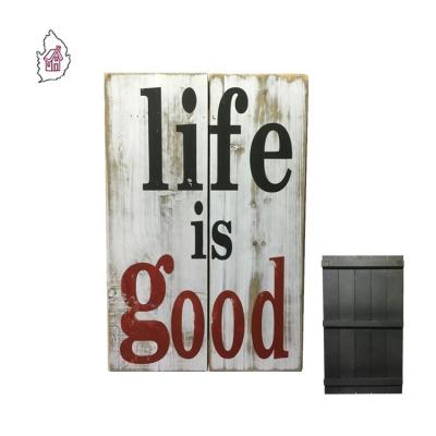 China Retro Antique Pallet Wood Slat Europe Inspired Wall Plaque With Quotes for sale