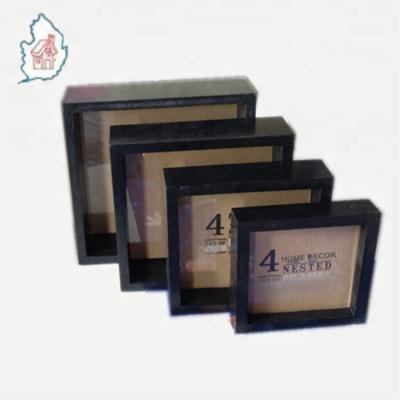 China Free Standing Shade Nested Black Wood Box 4 Views Wholesale Photo Frame Set for sale