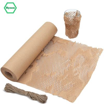 China Best Quality 38cm*2m Wood Color Biodegradable/Convenient Wood Color Degradable Hysen Storage Gift Paper Roll Wrappers Fragile Compost Paper Honeycomb for sale