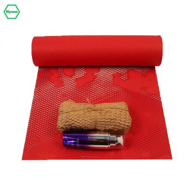 China Materials Hysen Factory Wholesale Price 50cm*30m Red Color Cost-effective Recycled Honeycomb Folding Paper For Glass Vial for sale