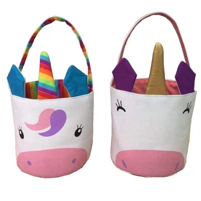 China Wholesale Easter Egg Basket Festival Party Opens Unicorn Easter Basket Custom Easter Egg Bucket Basket for sale