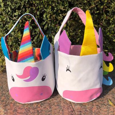 China Easter Bunny Tail Baskets Factory Stocked 2021 Easter Bunny Tail Baskets Personalized Easter Candy Bag, Easter Unicorn Basket for sale