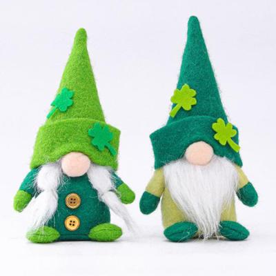 China Leprechaun Decor Gnomes St Patrick's Day Hat Cute Green Shamrock Faceless Dwarf Doll for sale