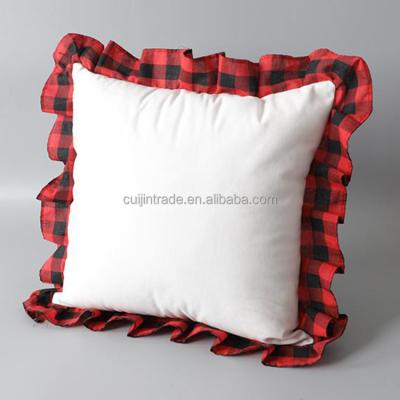 China Monogrammed Case HEAT Logo Buffalo Plaid Pillow Cover Custom Double Print Pillow Cover 40*40cm Area Cushion Side Cover for sale