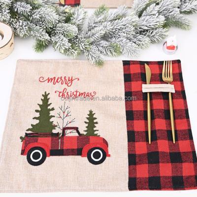 China Viable Wholesale Dining Table Decor Jute Place Mat Customized Embroidery Truck Patterns Christmas Place Mats for sale