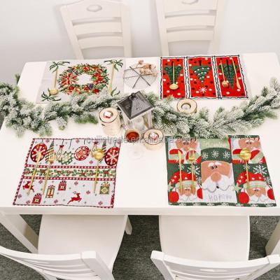 China Viable New Arrival Reindeer Nordic Woven Dining Table Mat Placemat For Kitchen Customized Christmas Embroidered Knitted Place Mat for sale