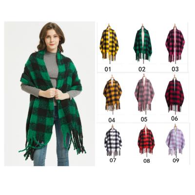 China 2019 Wholesale Custom Tartan Plaid Scarf Fringe Women 100% Polyester Scarf Winter Plaid Scarf for sale