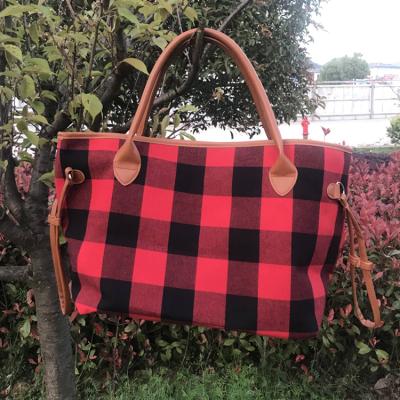 China Oversized Tote Bag Wholesale Customized Duffel Bag Oversized Tote Bag Portable Canvas Plaid for sale