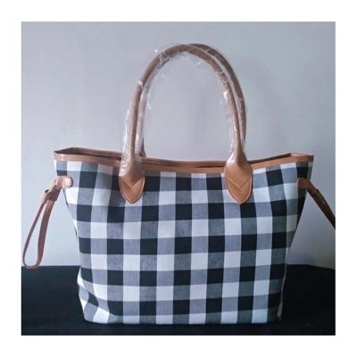 China Other Wholesale Ready To Ship New Arrival Weekend Tote Bag Monogrammed Canvas Plaid Duffel Bag for sale