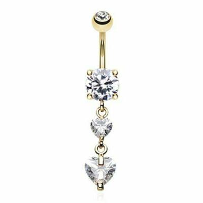 China /Sporty Casual Gold Plated Double Hearts Navel Ring for sale