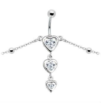 China Crystal Clear Gem Sweetheart Belly Chain Stainless Steel for sale