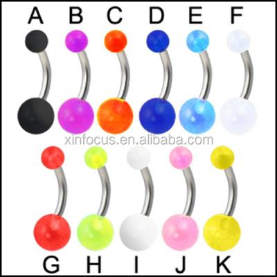 China Stainless Steel Acrylic UV Neon Ball Customizable Belly Button Ring for sale