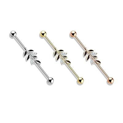 China Leaf Barbell Casual/Sporty Industrial Body Piercing Jewelry for sale