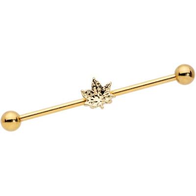 China Industrial Casual/Sporty Ear Pot Leaf Barbell Piercing Ring for sale