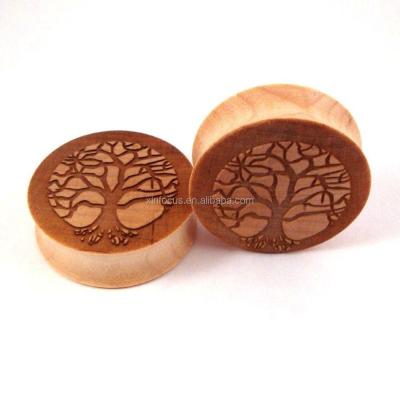 China Wooden Tree Of Life Wooden Ear Plug Organic Wooden Perforation for sale