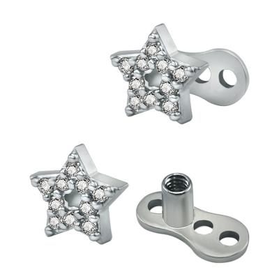 China Crystal Dermal Anchor Star Top Permanent Piercing Jewelry for sale