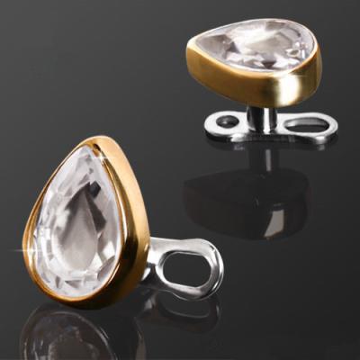 China Drop Gem Dermal Anchor Screw Top Ring Stud Stainless Steel Teardrop Piercing for sale