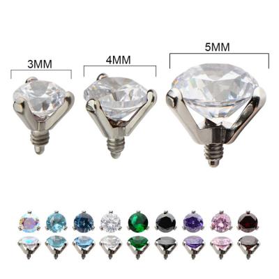 China Microdermal stainless steel top with crotch set CZ gem for sale