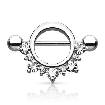 China Casual / Sporty Body Jewelry Semicircle CZ Nipple Rings for sale