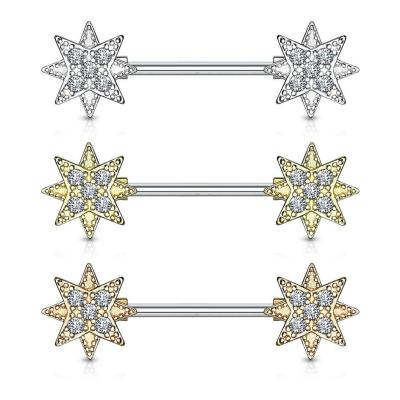 China Starburst Casual/Sporty Nipple Ring Barbell Piercing Body Jewelry for sale