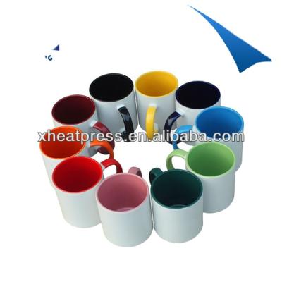 China Durable Inner 11oz White Sublimation And Handle Color Sublimation Coated Mug for sale