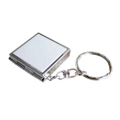 China Compact Custom Sublimation Metal Mirror Pocket Key Chain Aluminum Blanks Blank Wholesale Sublimation Keychains for sale