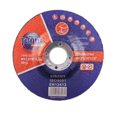 China China Factory 115*3.0*22mm T42 Abrasive Stainless Steel Metal/Hard Metal Grinding Cutting Wheels Disc For Metal for sale