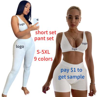 China 2022 QUICK DRY Custom Women Clothing Two 2 Piece Shorts Pants Set Seamless Legging Bra Creams Salon Wear Yoga Creams Gym Fitness Sets for sale