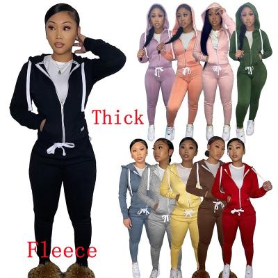 China QUICK DRY Thick Fleece Cardigan Fall Winter Clothes Jogging Suit Sweatpants And Hoodie Women Sweatsuit Set Jogger Tracksuit Women Sets for sale