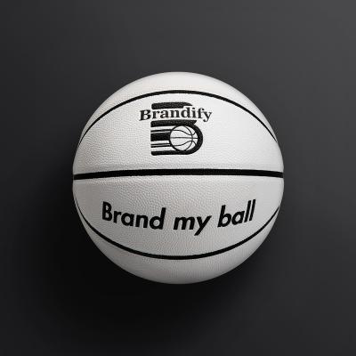 China Practice Custom White Leather Basketball With Black Sleeve In Outdoor Cheap Price for sale