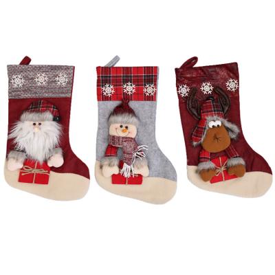 China Creative Fashionable Christmas Stocking Decoration Ornaments Cartoon Santa Claus Snowman Socks Christmas Decorations for Home Fireplace for sale