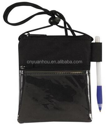 China Waterproof ID Badge Window Pocket Card Holder Zipper Neck Wallet with Pen Holder for sale