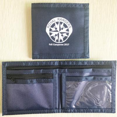 China Waterproof Sports Navy Canvas Promotional Wallet Customized Logo Printed Wallet Trifold Nylon Cheap Wallet for sale