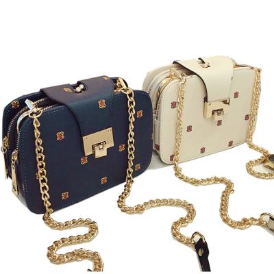 China Gold Girls Ladies Fashion Shoulder Bag Small Square Chain Handbags Hard Handbags for sale