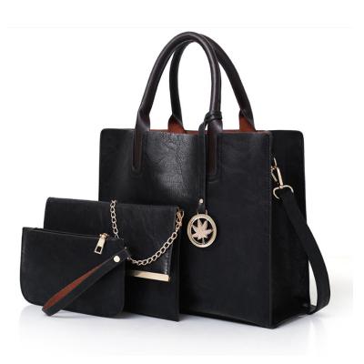 China Fashion Simple 3PCS Women's Bag Set PU Leather Ladies Solid PU Leather Women's Bag Cross - Body Top-Handle Bag for sale