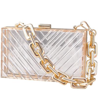 China High Quallity Metal chain acrylic bag transparent new style handbag girl creative shoulder bag for sale