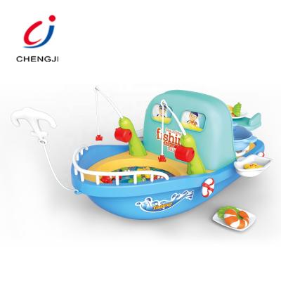 China With Light And Music Tableware Pretend Cook Play Set Plastic Sea Outlet Fishing Boat Baby Kitchen Toys for sale