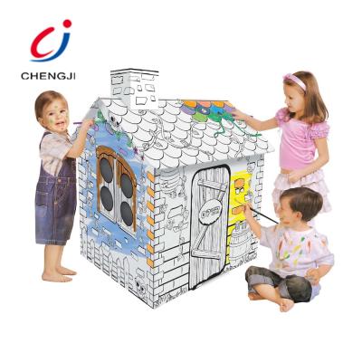 China Miniature 3D Graffiti House Design DIY Coloring Educational Children Play Cardboard Paper House for sale