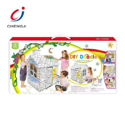 China DIY painting high quality cardboard kids miniature house for sale CJ-0936285 for sale